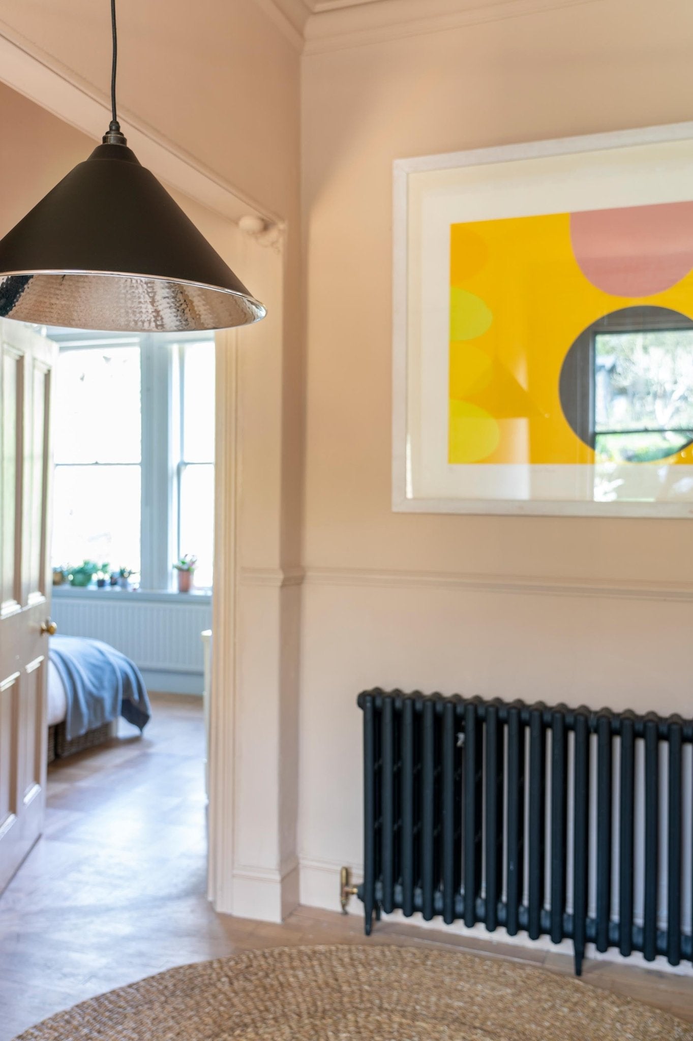 Hammered Nickel Hockley Pendant |Elan Black - From The Anvil - EB London