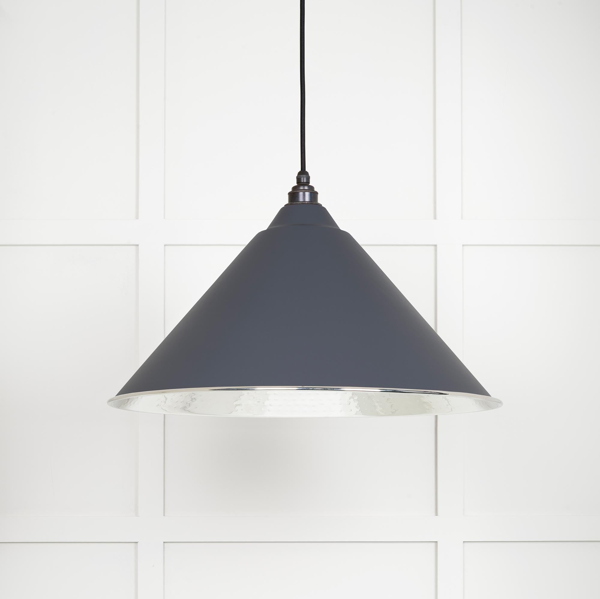 Hammered Nickel Hockley Pendant |Slate - From The Anvil - EB London