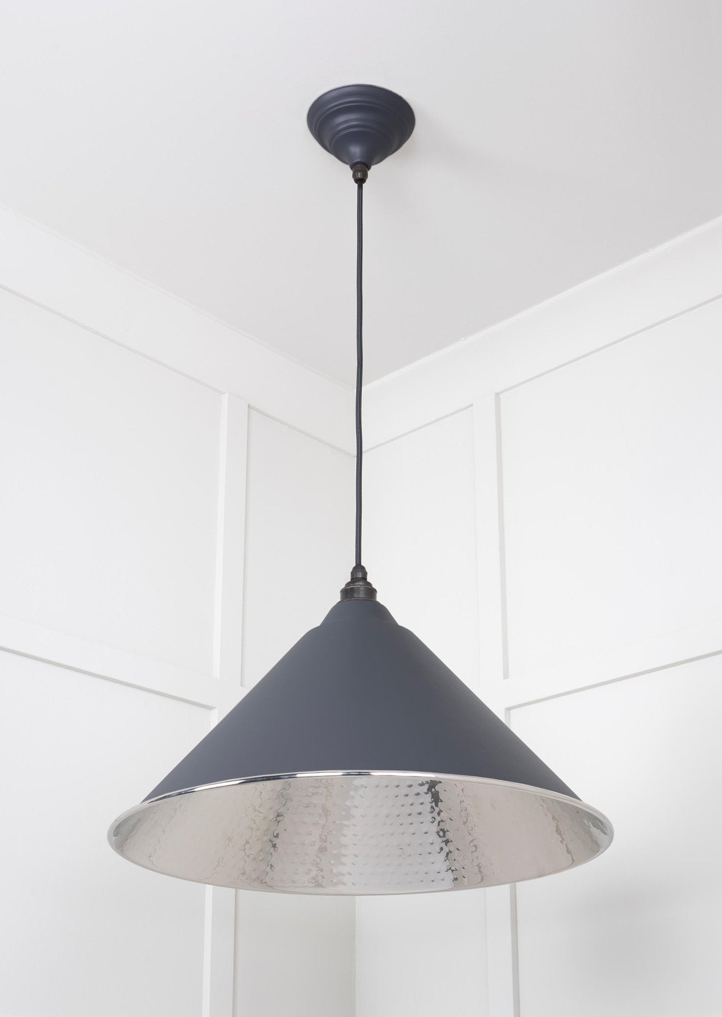 Hammered Nickel Hockley Pendant |Slate - From The Anvil - EB London