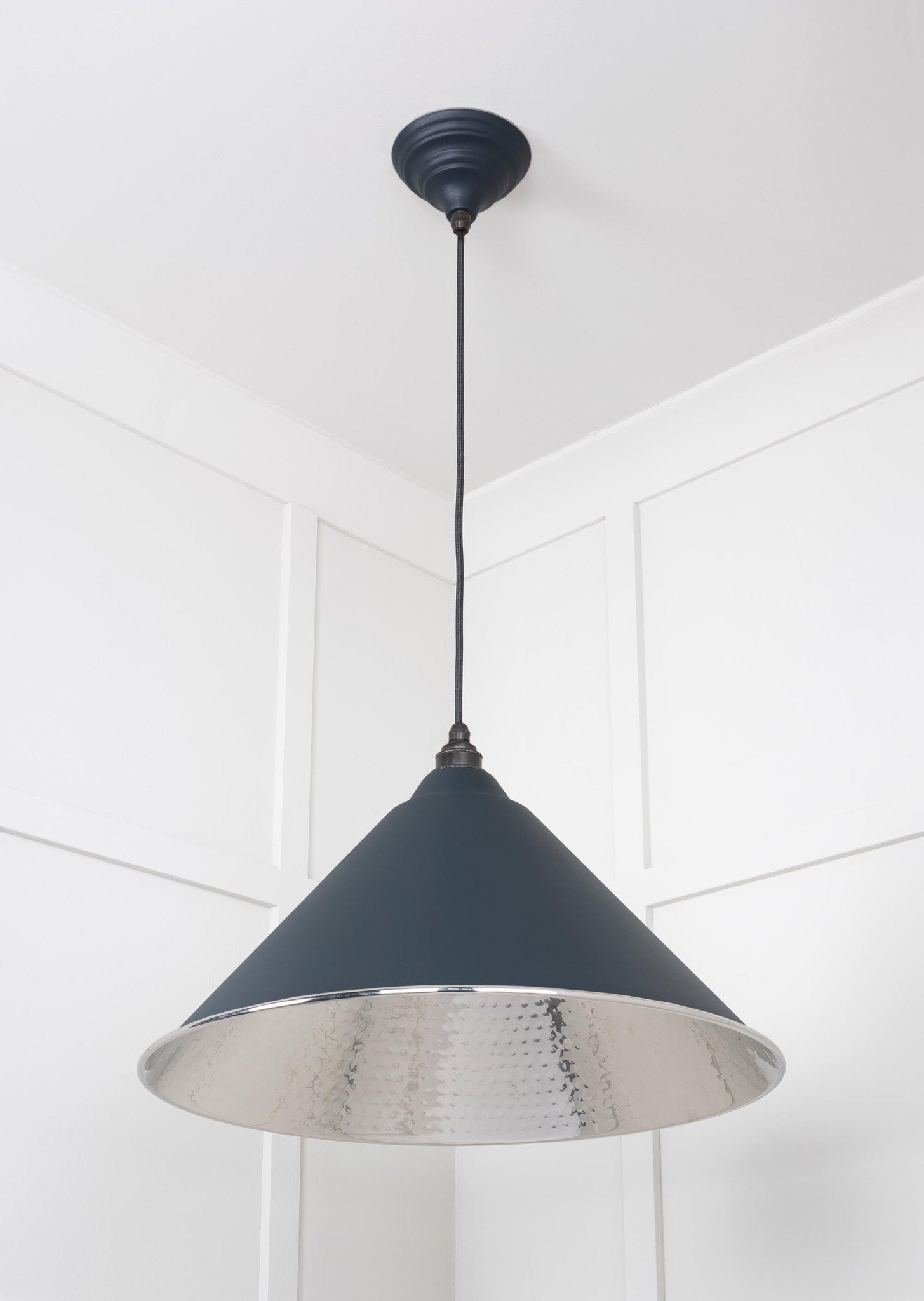 Hammered Nickel Hockley Pendant | Soot - From The Anvil - EB London