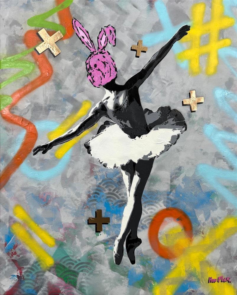 Hue Folk | Dancing Is The Poetry Of The Foot - Ballet Bunny IV | Original British Art - EB London