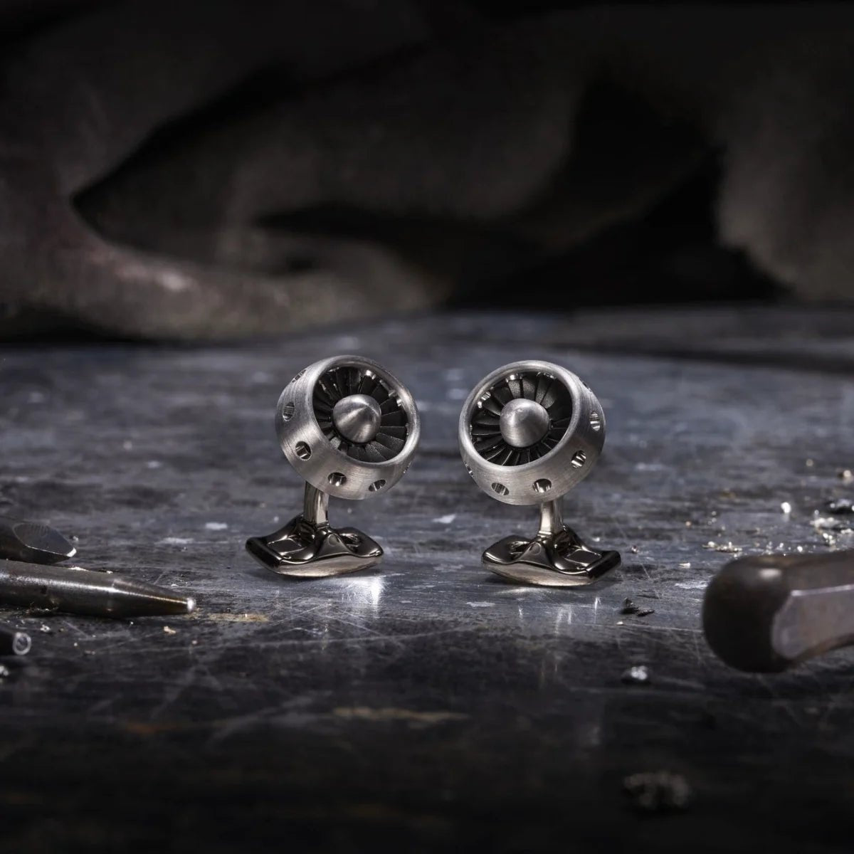 Jet Turbine Engine Cufflinks Brushed Aluminium – Deakin & Francis - EB London