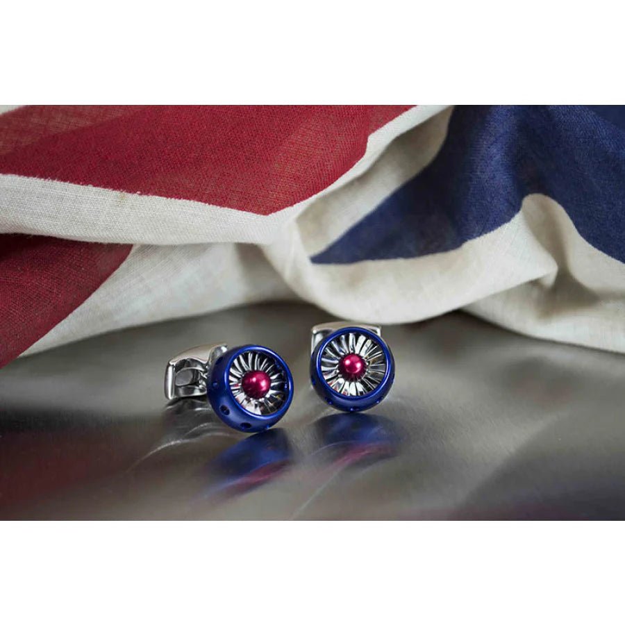 Jet Turbine Engine Cufflinks with Spinning Blades - Deakin & Francis - EB London