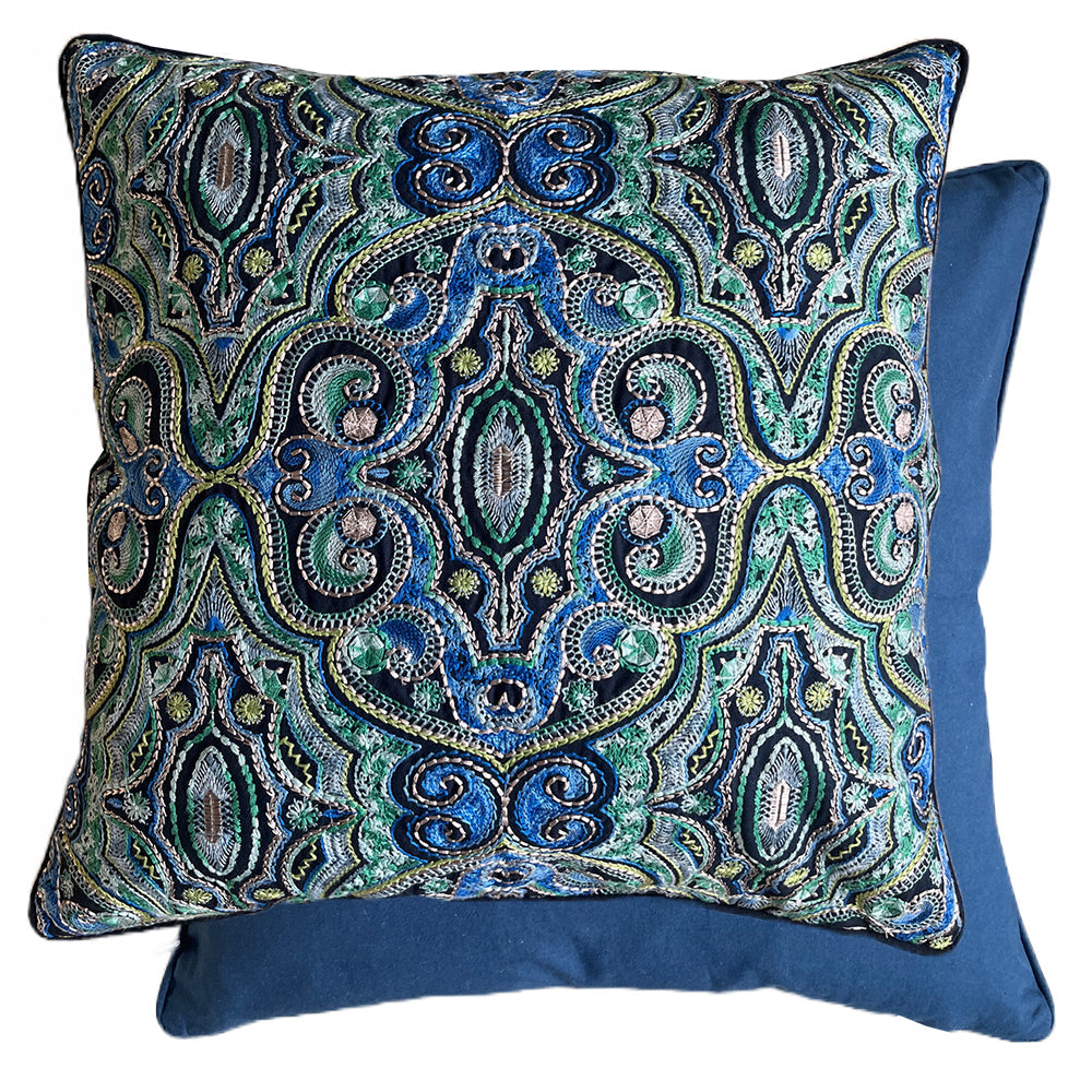 William Yeoward Kalan - Indigo 60x60 Cushion luxury cushion - EB London product image 1