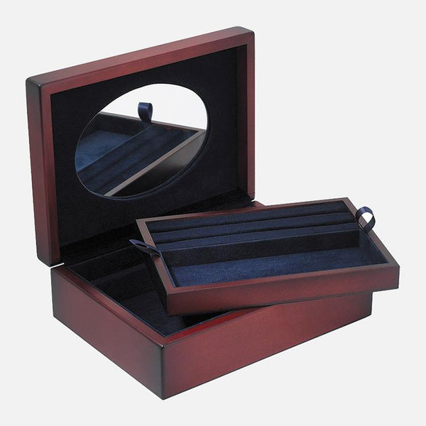 Carrs Silver hallmarked sterling silver keepsake box with polished beaded-edge lid on mahogany finish base, 22cm