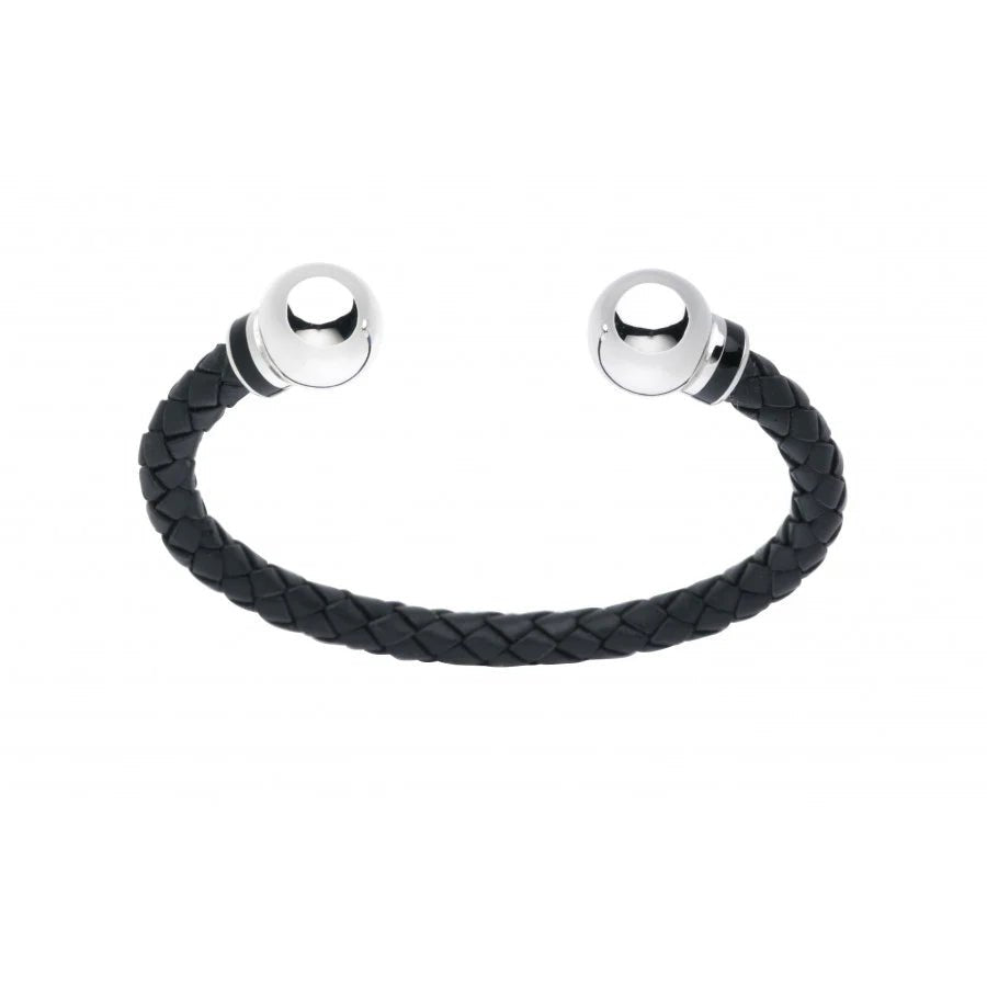 Leather Bangle with Silver Beads – Deakin & Francis - EB London