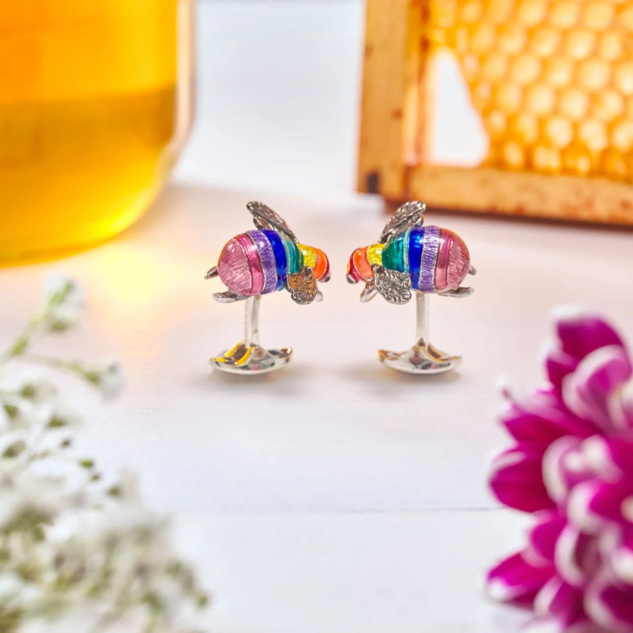 Limited Edition Sterling Silver Rainbow Bumble Bee Cufflinks – Deakin & Francis - EB London