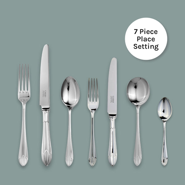 EB London Carrs Silver sterling silver Lotus 7-piece cutlery set, hallmarked, polished finish