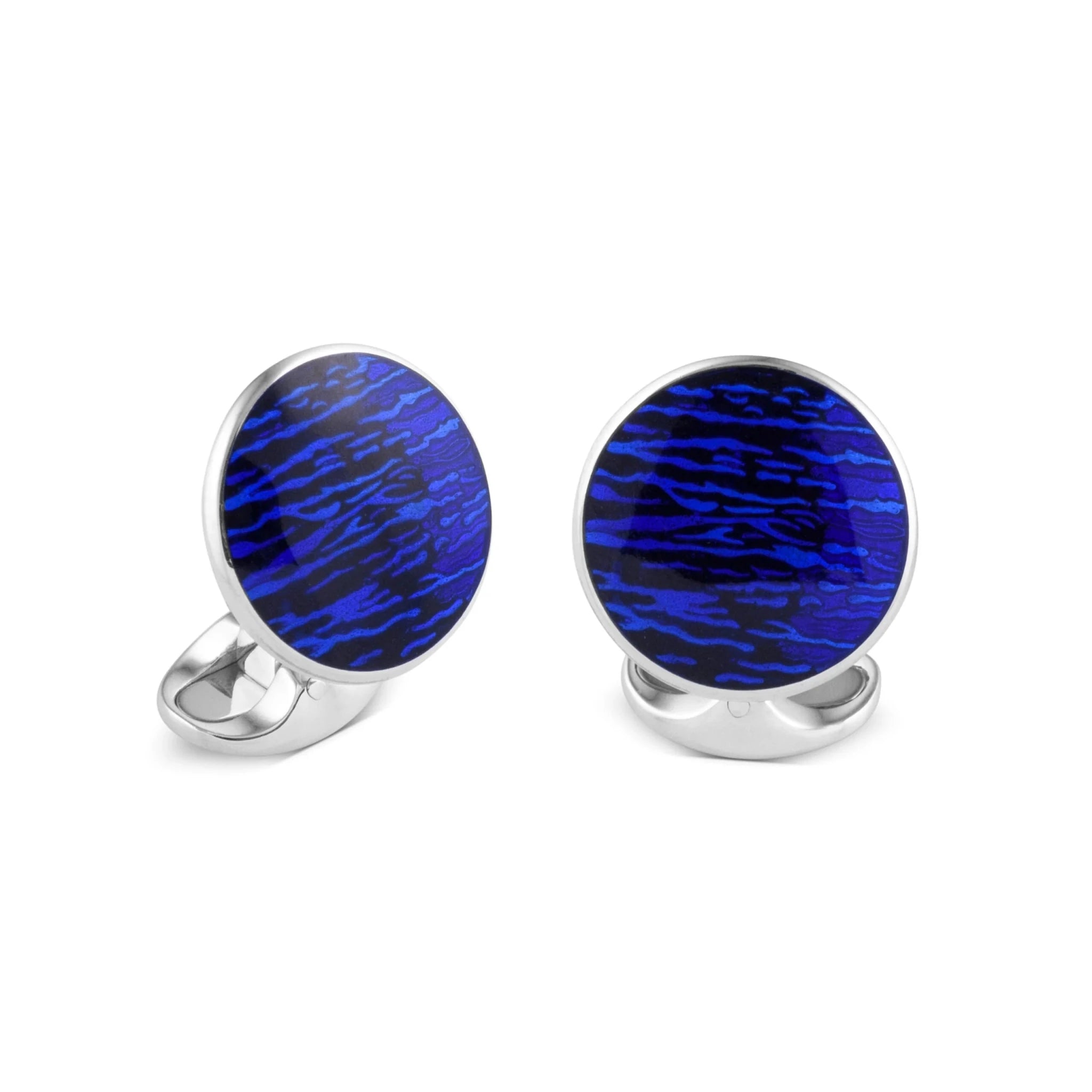 Luxury Sterling Silver Deep Blue and Black Enamel Cufflinks - Deakin & Francis | EB London - EB London