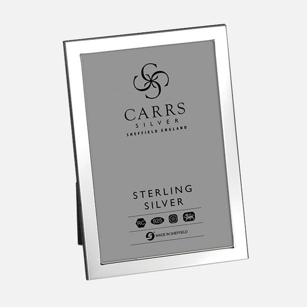 Carrs Silver modern design sterling silver photo frame with wood back, hallmarked, handcrafted in Sheffield, England