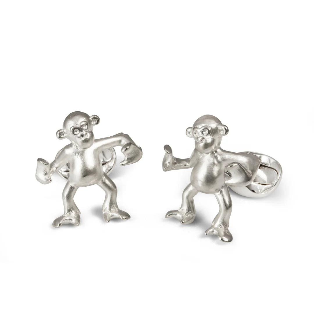 Sterling Silver Monkey Chris Spring Back Cufflinks - Deakin & Francis | EB London