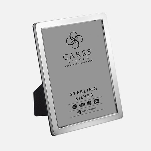 Narrow Border Sterling Silver Plain Photo Frame With Grey Velvet Back - Carrs Silver - EB London