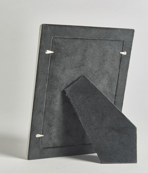Narrow Border Sterling Silver Plain Photo Frame With Grey Velvet Back - Carrs Silver - EB London