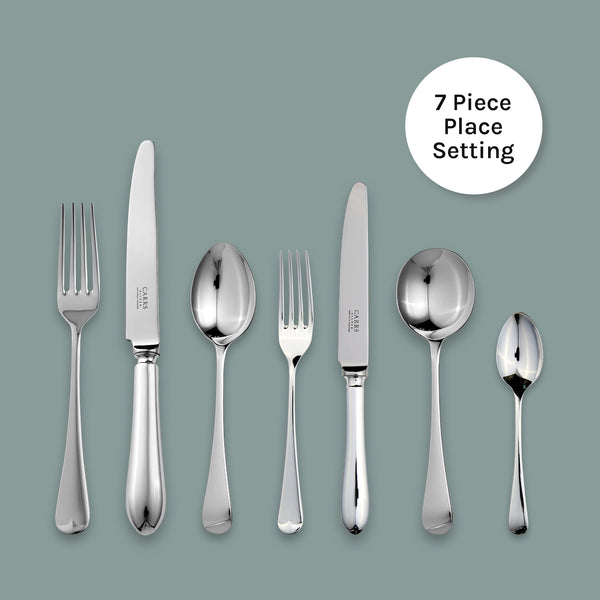 EB London by Carrs Silver sterling silver Old English 7-piece cutlery set, hallmarked, includes table and dessert cutlery