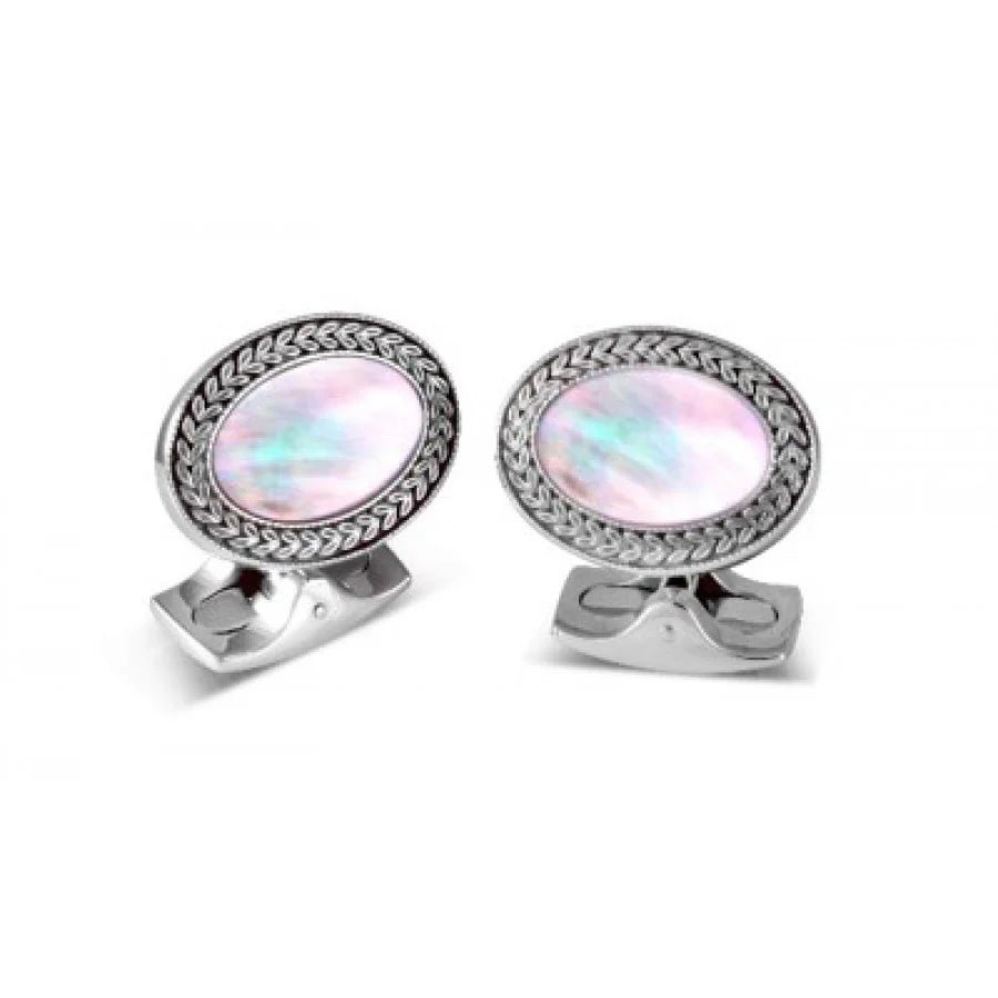 Oval Cufflinks with Mother - of - Pearl Centre – Deakin & Francis - EB London