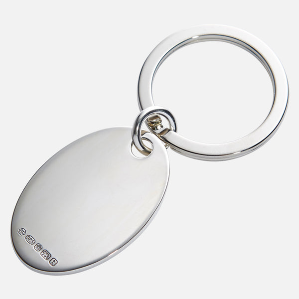 Carrs Silver sterling silver oval key ring with durable split ring, hallmarked, 3.5 × 2.5 cm (1.4" × 1")