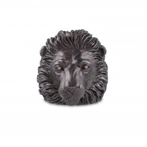 Oxidised sterling silver proud lion ring with cognac diamond eyes by Deakin & Francis at EB London
