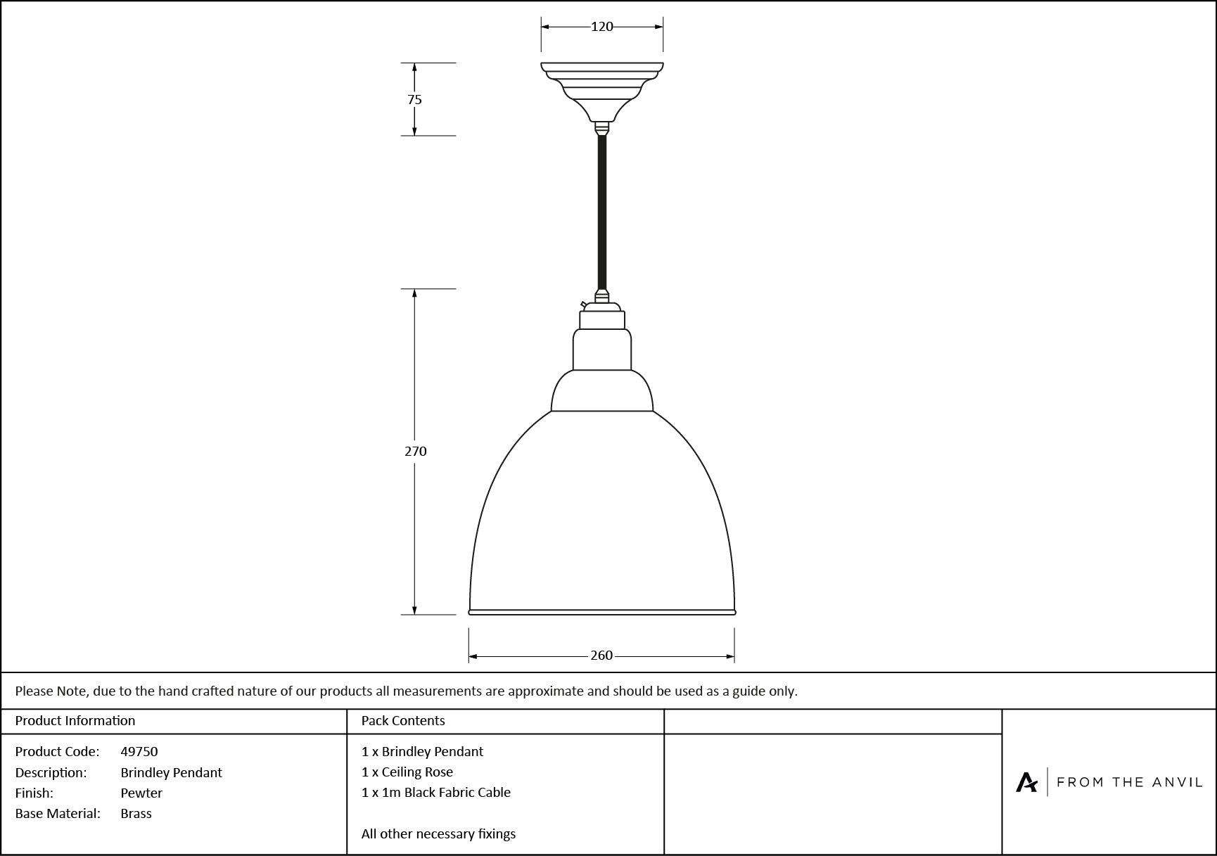 Pewter Brindley Pendant | Pewter - From The Anvil - EB London