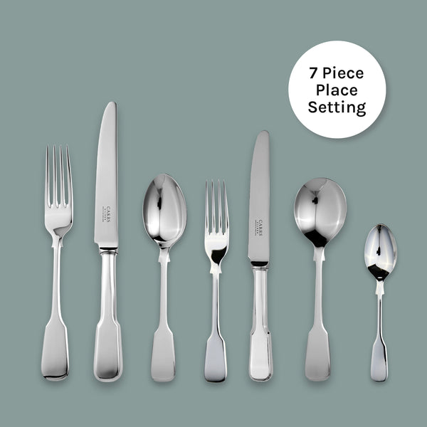 Carrs Silver Plain Fiddle 7-piece cutlery set, hallmarked sterling silver, polished finish