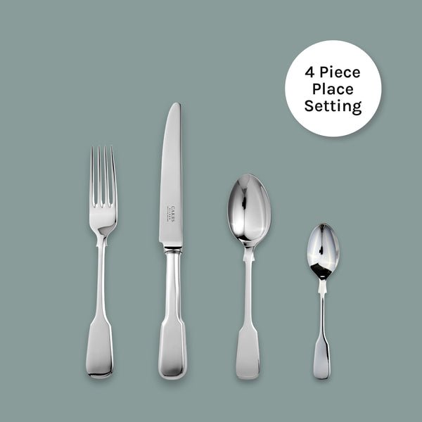 Plain Fiddle Cutlery 4 Piece Place Setting - Carrs Silver - EB London