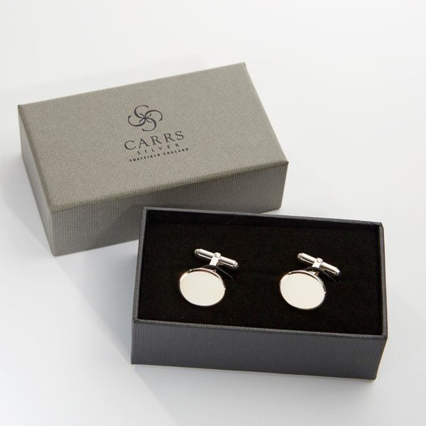 Plain Oval Sterling Silver Cufflinks - Carrs Silver - EB London