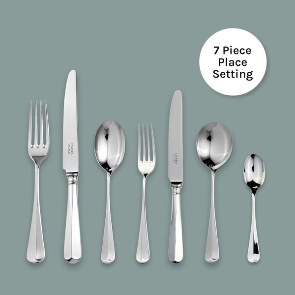 Rattail Cutlery 7 Piece Place Setting - Carrs Silver - EB London