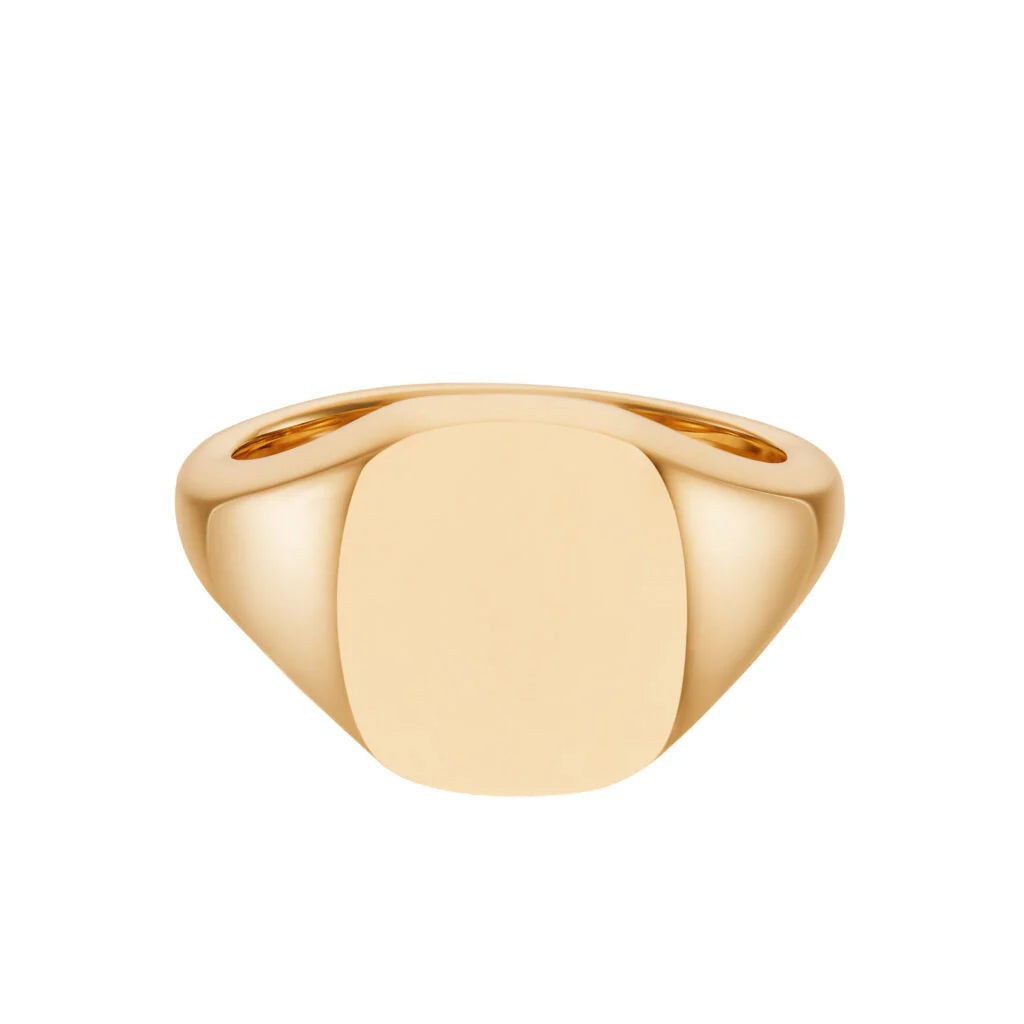 18ct rose gold cushion signet ring 12x10mm by Deakin & Francis at EB London