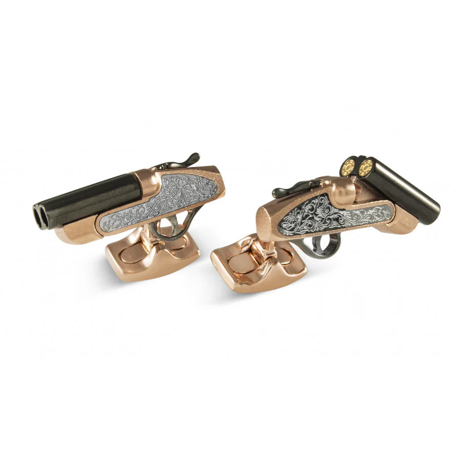 Rose Gold Plated Shotgun Cufflinks with Black Rhodium Barrels – Deakin & Francis - EB London