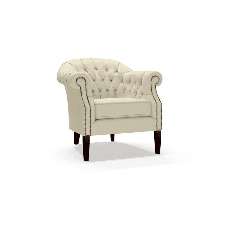 Sofa by Saxon - Bromley Tub Chair - Hand-Burnished Leather - Birch Ivory - EB London