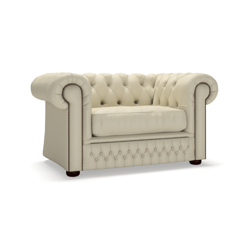 Sofa by Saxon - Knightsbridge 1.5 Seater Sofa - Hand-Burnished Leather - Birch Ivory - EB London