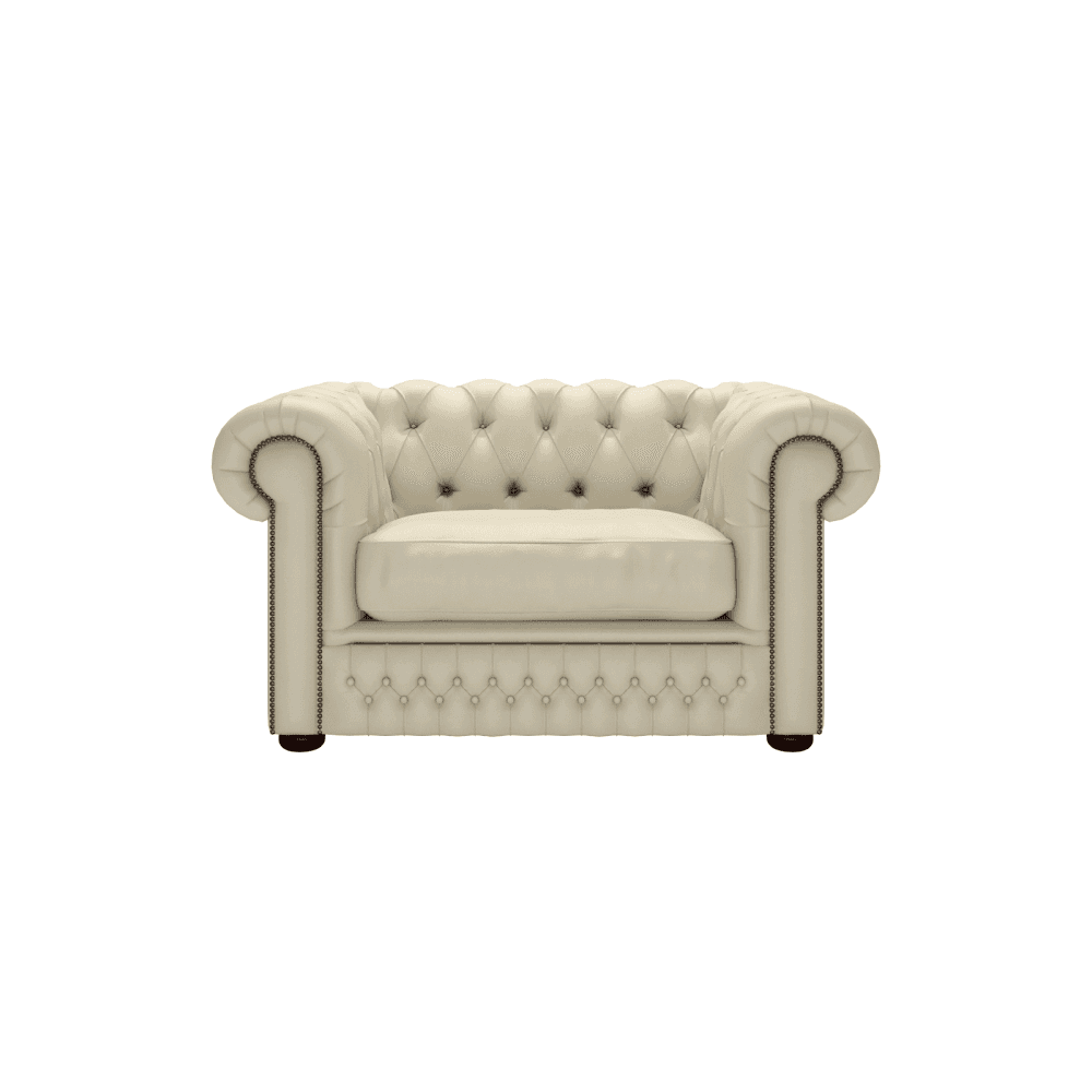 Sofa by Saxon - Knightsbridge 1.5 Seater Sofa - Hand-Burnished Leather - Birch Ivory - EB London