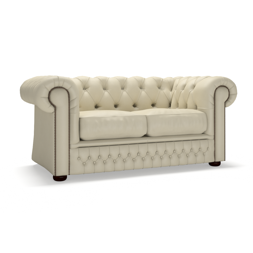 Sofa by Saxon - Knightsbridge 2 Seater Sofa - Hand-Burnished Leather - Birch Ivory - EB London