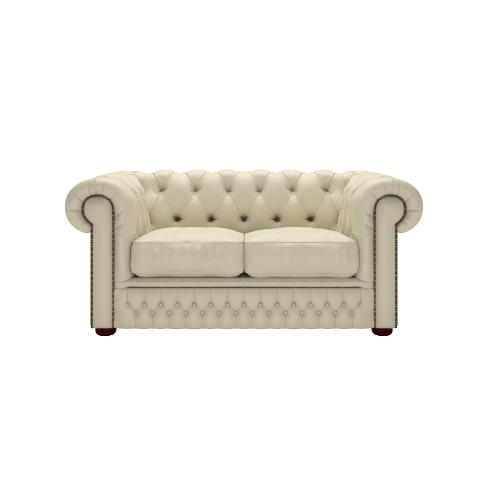 Sofa by Saxon - Knightsbridge 2 Seater Sofa Bed - Hand-Burnished Leather - Birch Ivory - EB London