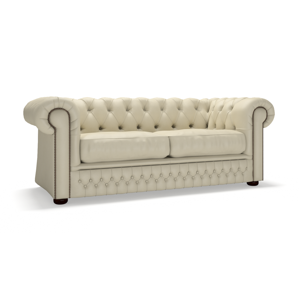 Sofa by Saxon - Knightsbridge 3 Seater Sofa - Hand-Burnished Leather - Birch Ivory - EB London