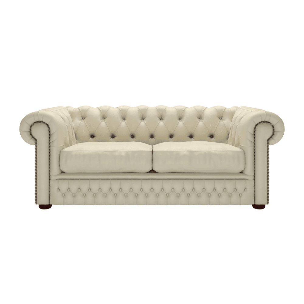 Sofa by Saxon - Knightsbridge 3 Seater Sofa - Hand-Burnished Leather - Birch Ivory - EB London