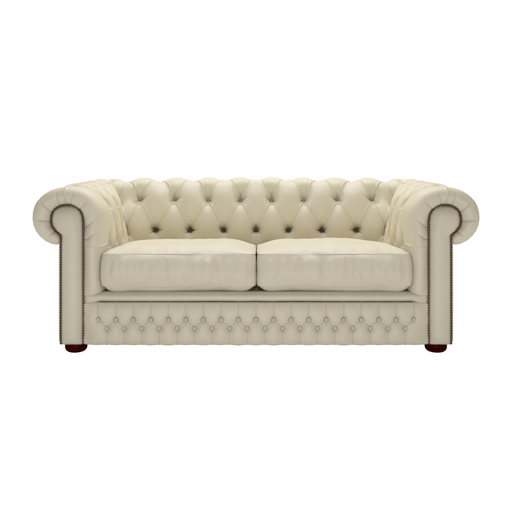 Sofa by Saxon - Knightsbridge 3 Seater Sofa Bed - Hand-Burnished Leather - Birch Ivory - EB London