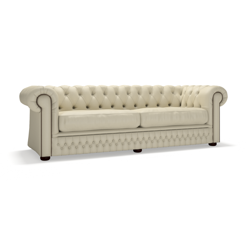 Sofa by Saxon - Knightsbridge 4 Seater Sofa - Hand-Burnished Leather - Birch Ivory - EB London
