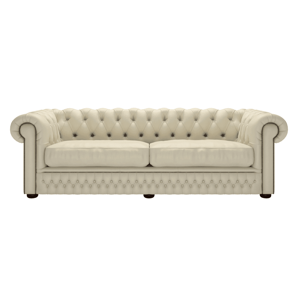 Sofa by Saxon - Knightsbridge 4 Seater Sofa - Hand-Burnished Leather - Birch Ivory - EB London