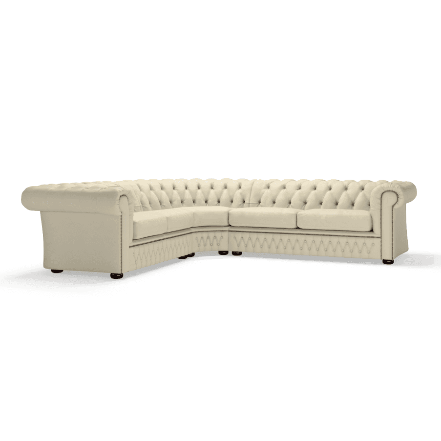 Sofa by Saxon - Knightsbridge Sofa Corner Unit 2X3 - Hand-Burnished Leather - Birch Ivory - EB London