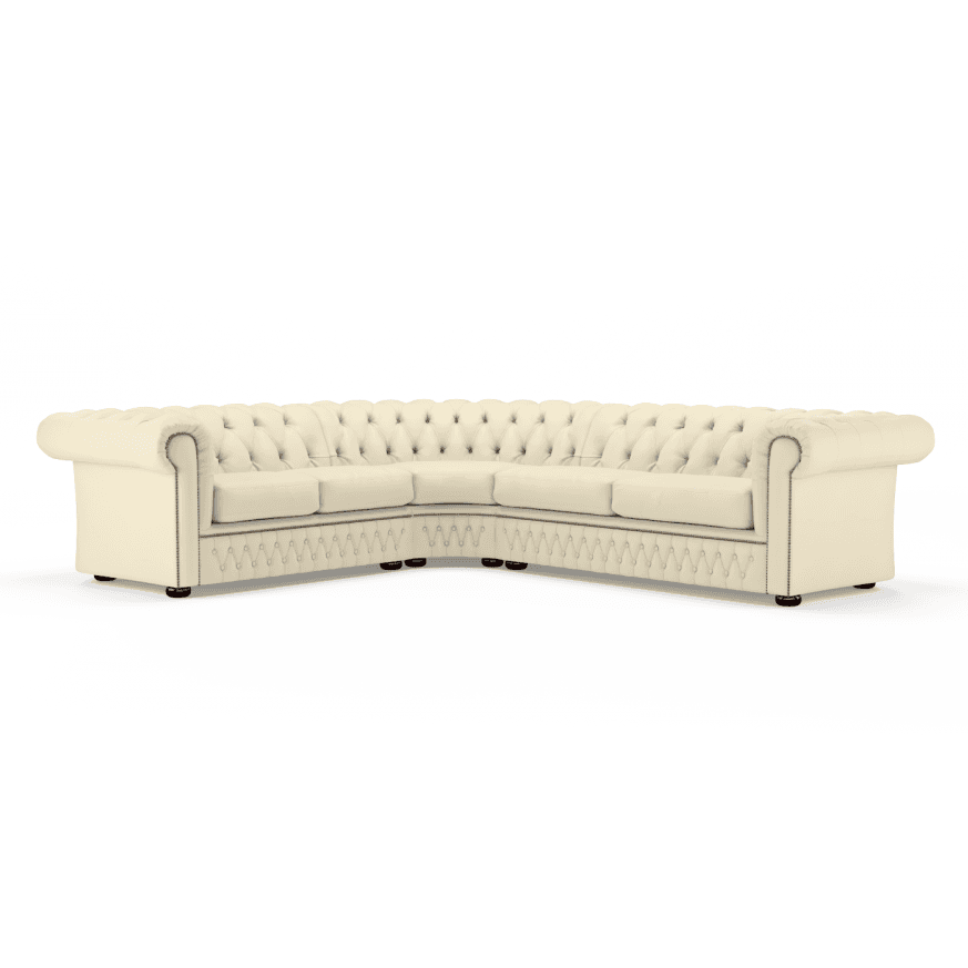 Sofa by Saxon - Knightsbridge Sofa Corner Unit 2X3 - Hand-Burnished Leather - Birch Ivory - EB London