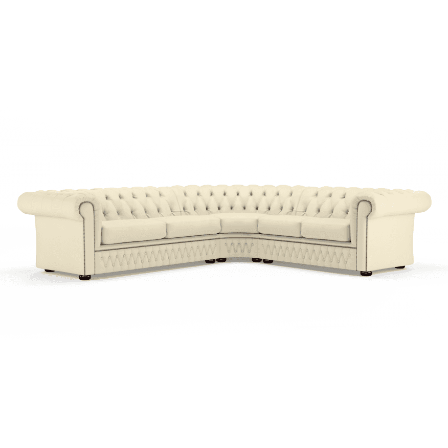 Sofa by Saxon - Knightsbridge Sofa Corner Unit 3X2 - Hand-Burnished Leather - Birch Ivory - EB London