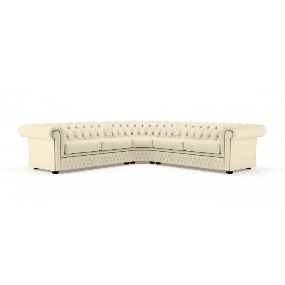 Sofa by Saxon - Knightsbridge Sofa Corner Unit 3X3 - Hand-Burnished Leather - Birch Ivory - EB London