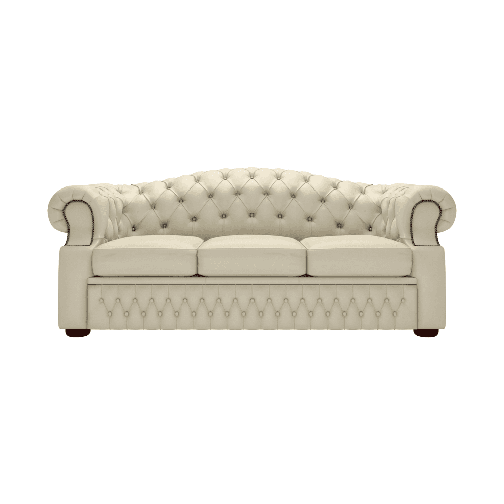 Sofa by Saxon - Oxford 3 Seater Sofa - Hand-Burnished Leather - Birch Ivory - EB London