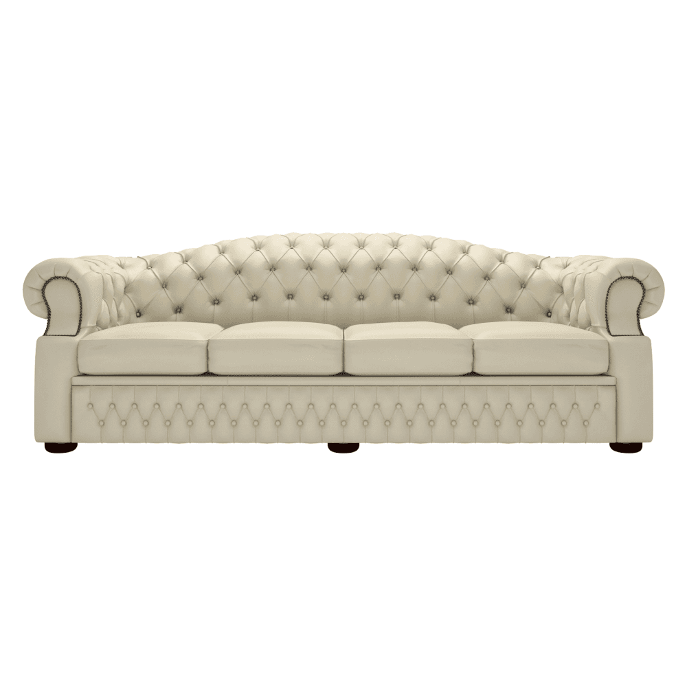 Sofa by Saxon - Oxford 4 Seater Sofa - Hand-Burnished Leather - Birch Ivory - EB London