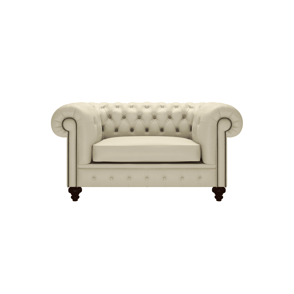 Sofa by Saxon - Regent 1.5 Seater Sofa - Hand-Burnished Leather - Birch Ivory - EB London