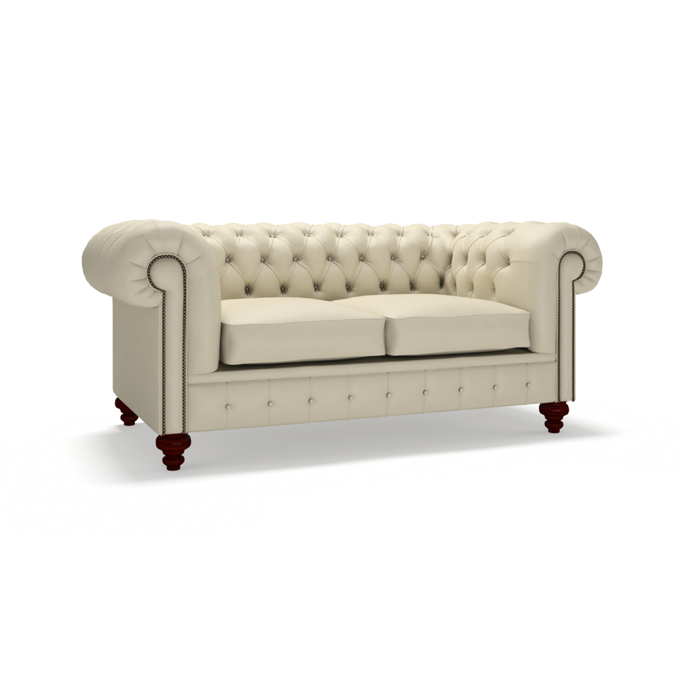 Sofa by Saxon - Regent 2 Seater Sofa - Hand-Burnished Leather - Birch Ivory - EB London