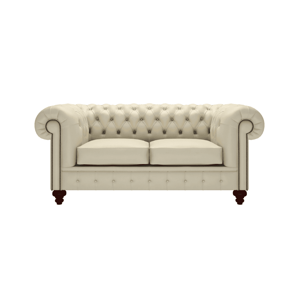 Sofa by Saxon - Regent 2 Seater Sofa - Hand-Burnished Leather - Birch Ivory - EB London