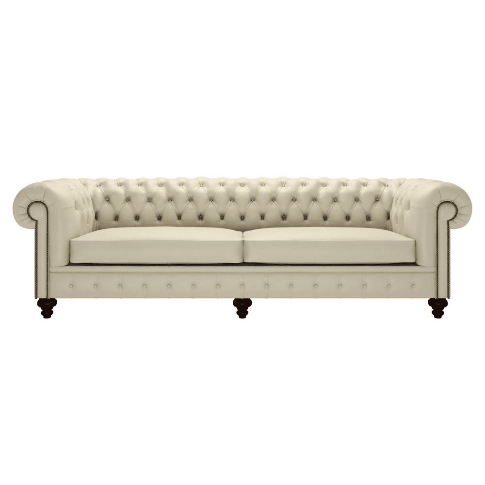 Sofa by Saxon - Regent 4 Seater Sofa - Hand-Burnished Leather - Birch Ivory - EB London