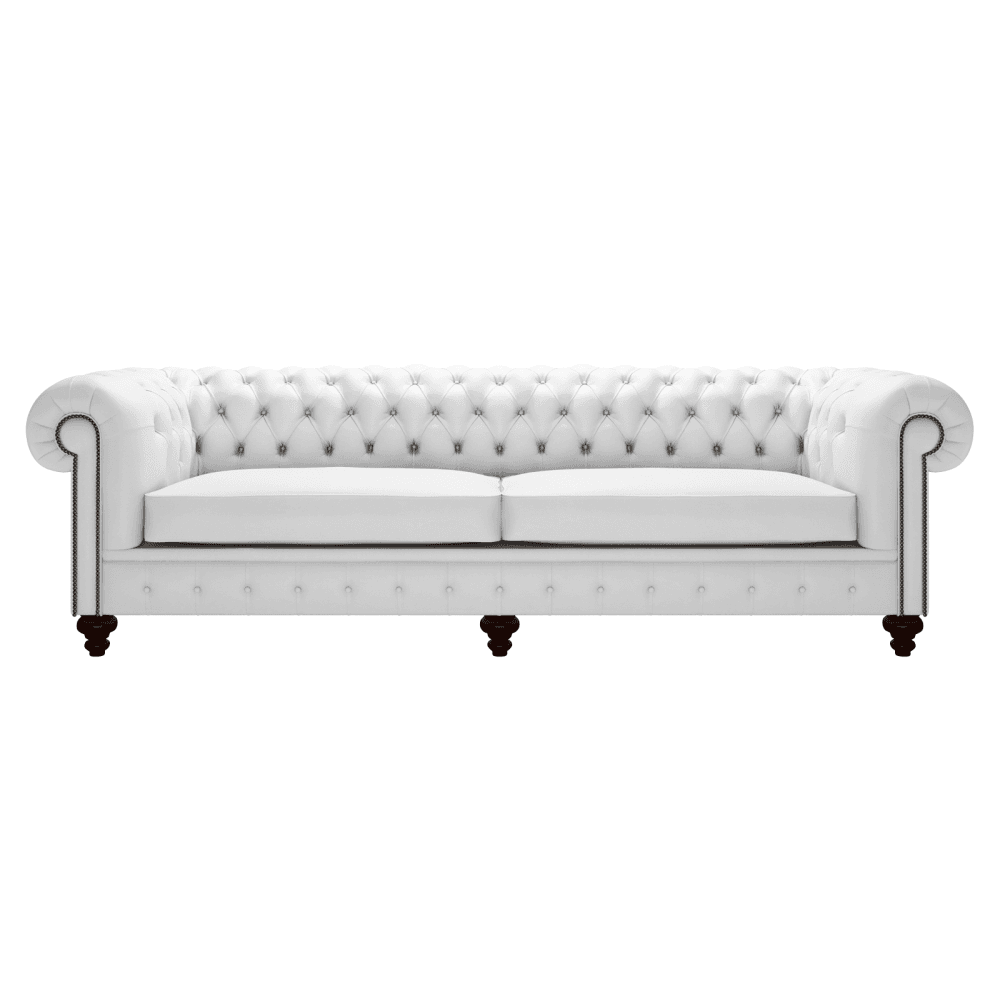 Sofa by Saxon - Regent 4 Seater Sofa - Hand-Burnished Leather - Birch White - EB London