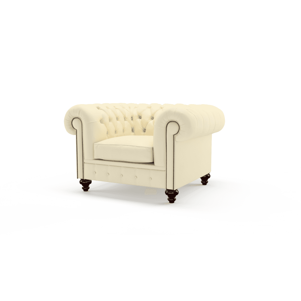 Sofa by Saxon - Regent Chair - Hand-Burnished Leather - Birch Panna - EB London